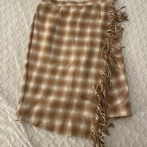 Time and Tru Asymmetrical Plaid Skirt in Brown and Cream